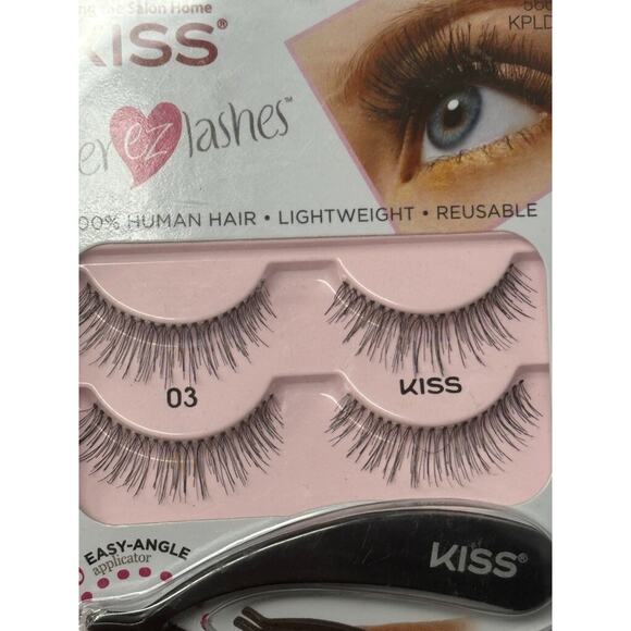 Kiss Ever EZ Lashes x2 Eyelashes Reusable 100% Human Hair Duo Adhesive New - Picture 5 of 5